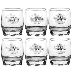 Foto van Urban living whisky/water/drinkglazen comptoir - gedecoreerd glas - 6x stuks - 290 ml - whiskeyglazen