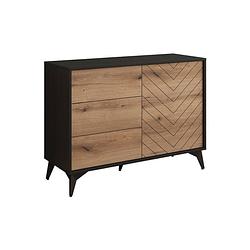 Foto van Meubella dressoir dolores - eiken - zwart - 104 cm - met lades