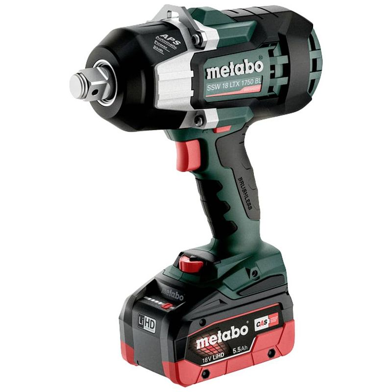 Foto van Metabo ssw 18 ltx 1750 bl 602402660 accu-slagmoersleutel 18 v 5.5 ah lihd brushless, incl. 2 accus, incl. koffer, incl. lader