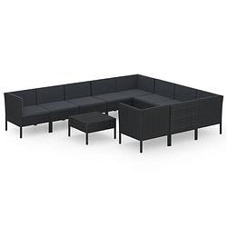 Foto van Vidaxl 11-delige loungeset met kussens poly rattan zwart