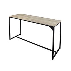 Foto van Gebor - industriële console tafel - model loft - metalen frame - hout look - 79x120x39cm - interieur -