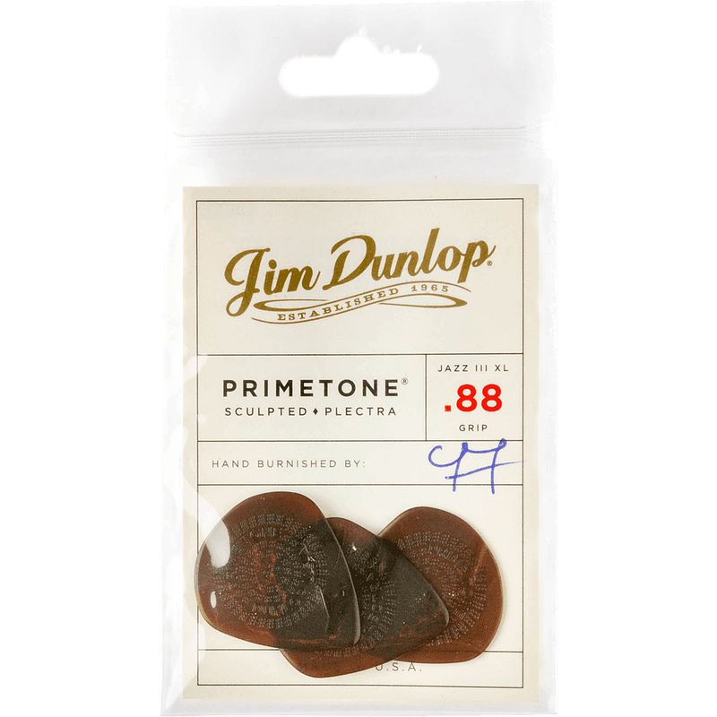 Foto van Dunlop 520p088 primetone jazz iii xl grip 0.88 mm plectrumset (3 stuks)