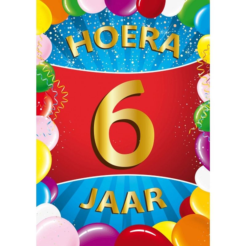 Foto van 6 jaar mega deurposter 59 x 84 cm leeftijd verjaardag feestartikelen - feestposters