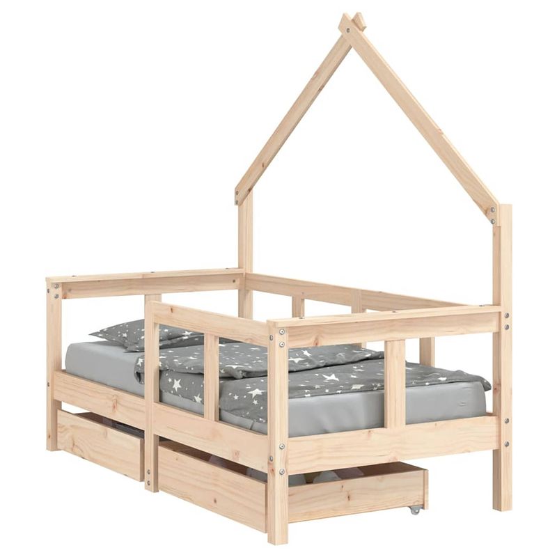 Foto van Vidaxl kinderbedframe met lades 70x140 cm massief grenenhout