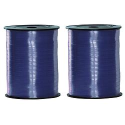 Foto van 2x rollen blauw krullint 500 meter x 5 milimeter - cadeauversiering