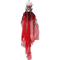 Foto van Halloween/horror thema hang decoratie horror clown - enge/griezelige pop - 60 cm - feestdecoratievoorwerp