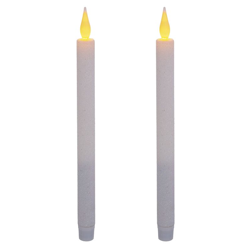Foto van Feeric lights and christmas dinerkaarsen - led - wit glitter - 28 cm - led kaarsen