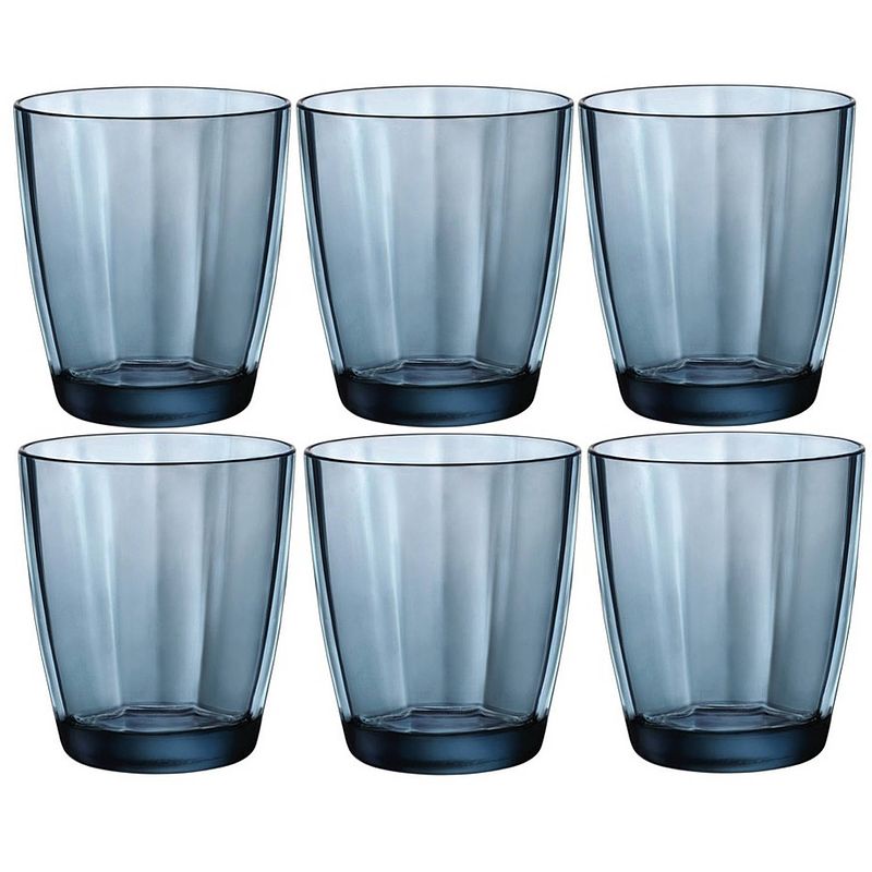 Foto van Set van 6x stuks tumbler waterglazen/drinkglazen blauw 300 ml - drinkglazen