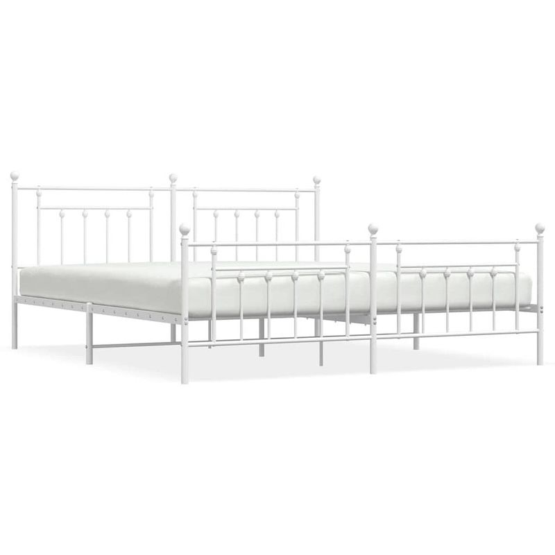 Foto van The living store bedframe classic - metalen - wit - 207 x 198 x 97 cm - robuuste constructie