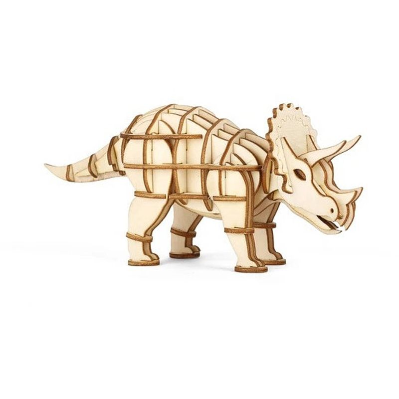 Foto van Kikkerland 3d-puzzel triceratops 15,9 x 6,9 cm hout naturel