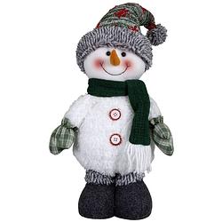 Foto van Pluche decoratie sneeuwpop - 40 cm - pop - met sterretjes muts - kerstman pop