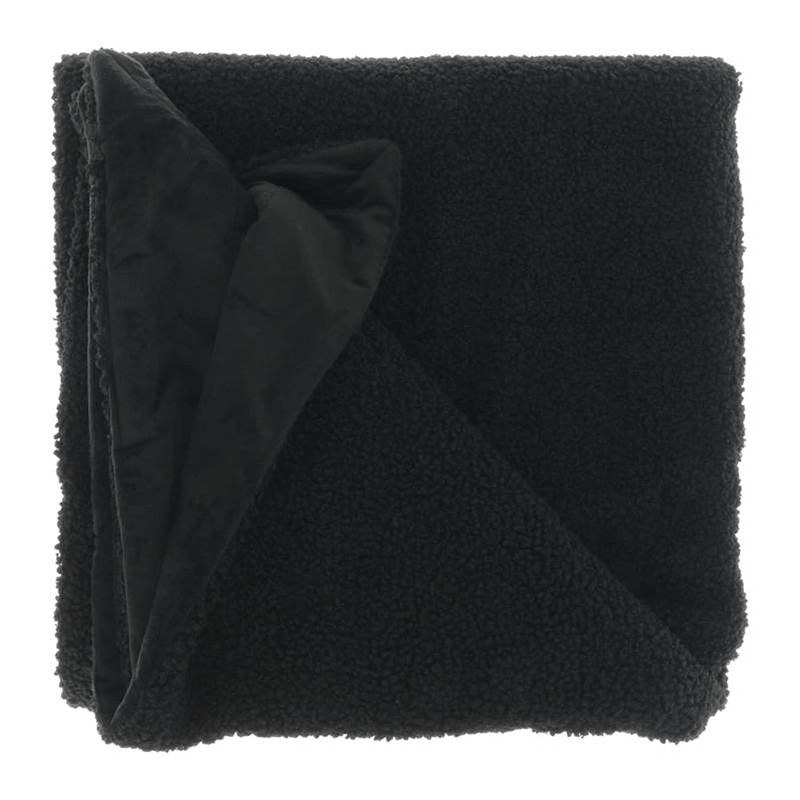 Foto van Unique living romie fleece plaid - fleece polyester - 150x200 cm - black