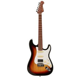 Foto van Fazley sunset series dawn hss 3-color sunburst elektrische gitaar met gigbag