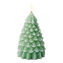 Foto van 1x stuks led kaarsen kerstboom kaars groen d9,5 x h19 cm - led kaarsen