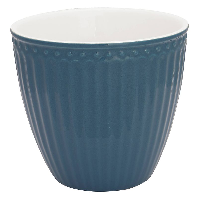Foto van Set van 6x stuks beker (latte cup) greengate alice nordic oceaan blauw 300 ml - ø 10 cm