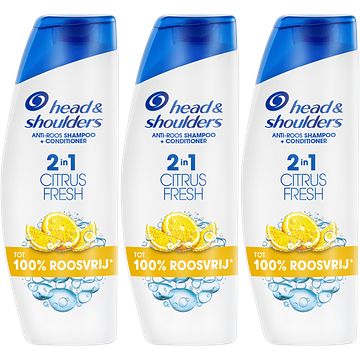 Foto van Head & shoulders citrus fresh 2in1 antiroos shampoo vet haar 3x300ml. dagelijks gebruik bij jumbo