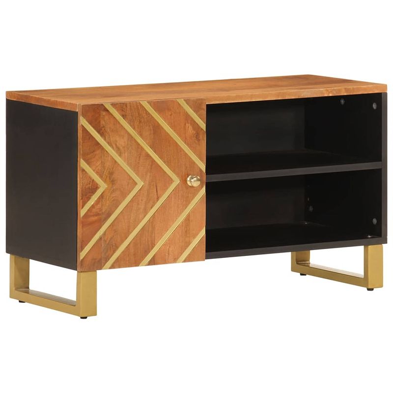 Foto van Vidaxl tv-meubel 80x31,5x46 cm massief mangohout bruin en zwart