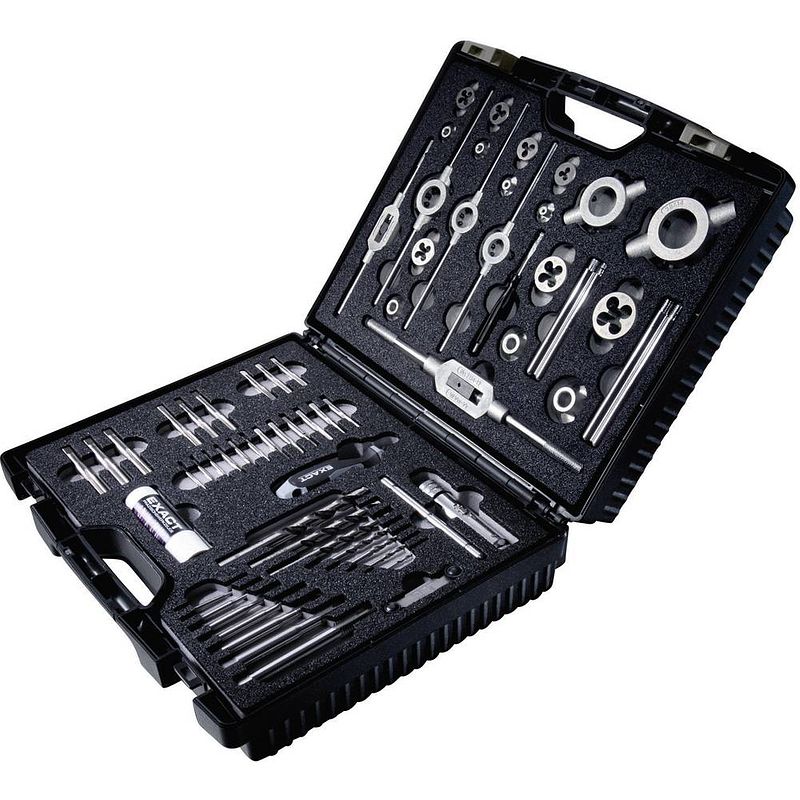 Foto van Exact 70511 schroefdraad reparatieset 61-delig hss metrisch m3, m4, m5, m6, m8, m10, m12