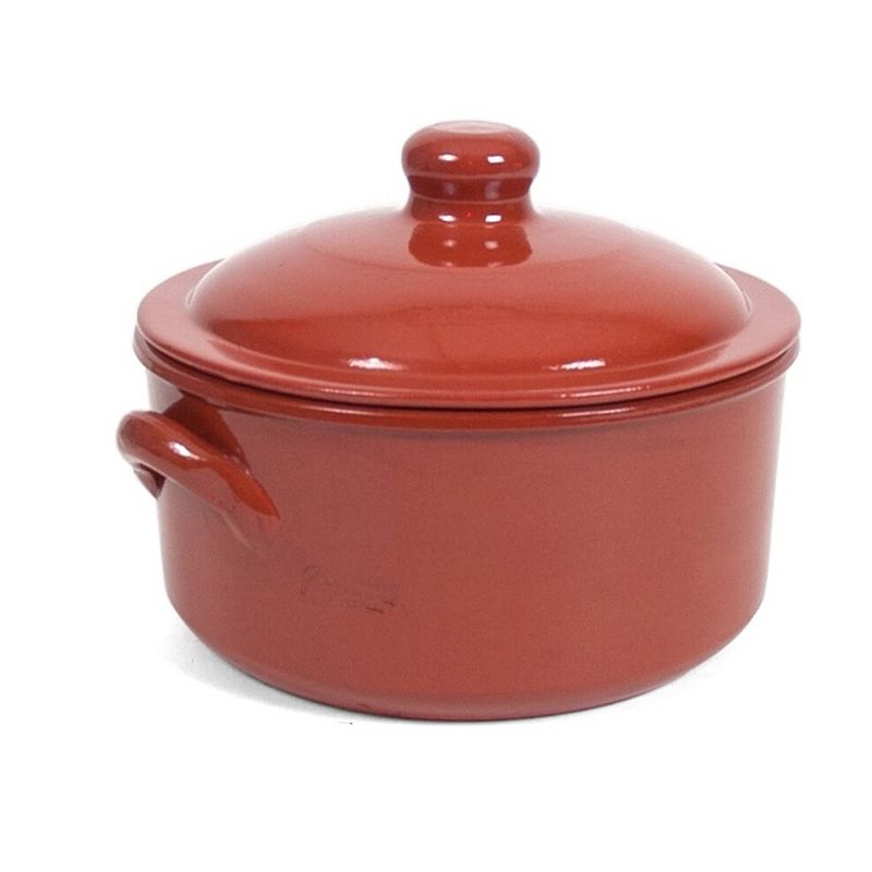 Foto van 1x terracotta stoofpotten/ovenschalen met deksel 25 cm - braadpannen