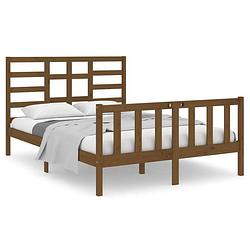 Foto van Vidaxl bedframe massief hout honingbruin 120x190 cm 4ft small double