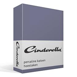 Foto van Cinderella basic percaline katoen hoeslaken - 100% percaline katoen - lits-jumeaux (180x220 cm) - dark blue