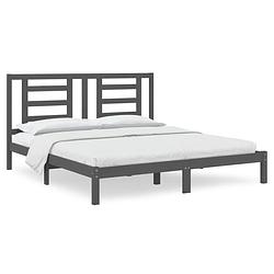 Foto van Vidaxl bedframe massief hout grijs 180x200 cm 6ft super king