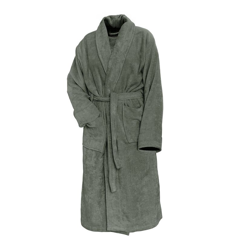 Foto van Linnick pure badjas velours - olive green - xxl