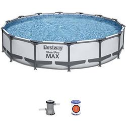 Foto van Bestway steel pro max bovengronds zwembad - buisvormig - 427 x 84 cm - 2006 l/h patroonreiniger