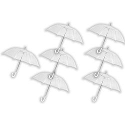 Foto van 7 stuks paraplu transparant plastic paraplu'ss 100 cm - doorzichtige paraplu - trouwparaplu - bruidsparaplu - stijlvol -