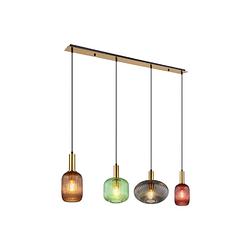 Foto van Multicolor hanglamp met meerdere vormen glas hanglamp transparant woonkamer eetkamer