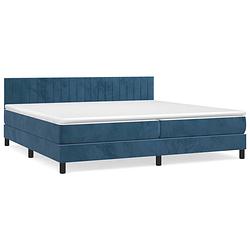 Foto van Vidaxl boxspring met matras fluweel donkerblauw 200x200 cm