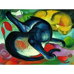 Foto van Franz marc - zwei katzen blau und gelb kunstdruk 80x60cm