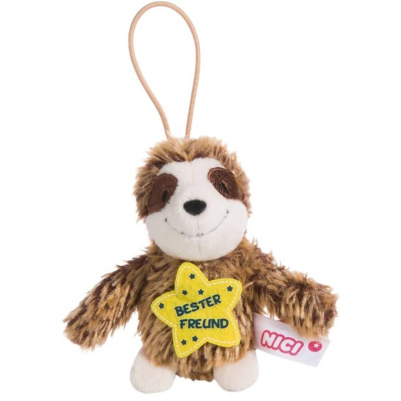 Foto van Nici knuffelhanger luiaard vriend junior 10 cm polyester bruin