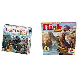 Foto van Spellenbundel - 2 stuks - ticket to ride europe (basisspel) & risk junior