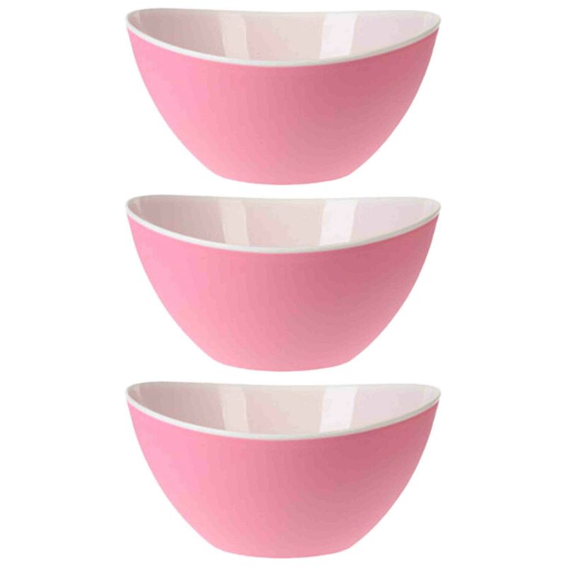 Foto van 3x stuks salade schalen/slakommen - roze - kunststof - 3500 ml - saladeschalen