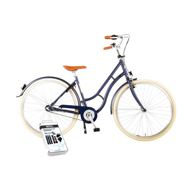 Foto van Volare kinderfiets lifestyle - 48 cm - blauw - 3 versnellingen - lage zadelstand - inclusief ways bandenplakset