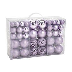 Foto van 100x stuks kunststof kerstballen lila paars 3, 4 en 6 cm - kerstbal