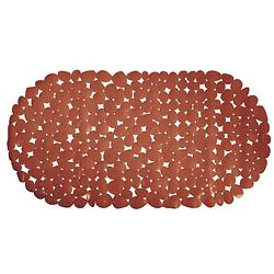 Foto van Msv douche/bad anti-slip mat - badkamer - pvc - terracotta - 35 x 68 cm - badmatjes