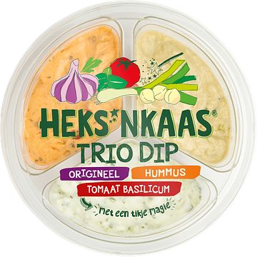 Foto van Heks'nkaas® trio dip origineel, tomaat basilicum, hummus 3x60g bij jumbo