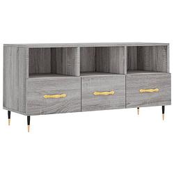 Foto van The living store televisiekast - trendy en praktisch design - bewerkt hout - 102 x 36 x 50 cm - grijs sonoma eiken