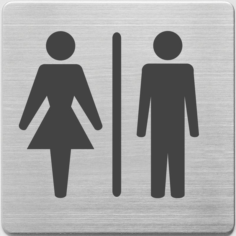 Foto van Pictogram alco rvs 90x90x1mm - wc dames en heren -