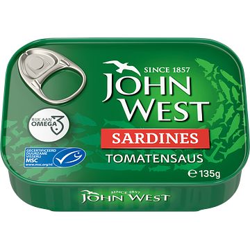 Foto van John west sardines in tomatensaus msc 135g bij jumbo