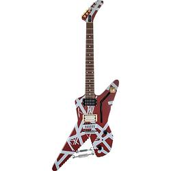 Foto van Evh striped series shark burgundy / silver stripes elektrische gitaar met gigbag