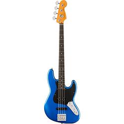 Foto van Fender american ultra ii jazz bass eb noble blue elektrische basgitaar met koffer