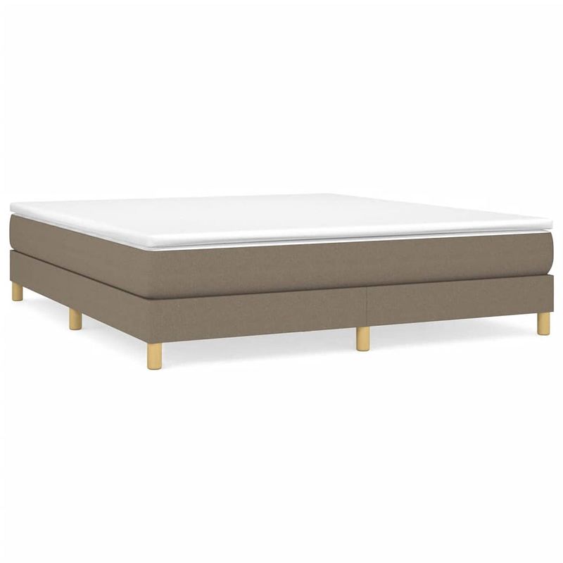 Foto van The living store boxspringframe - taupe - 203 x 180 x 25 cm - stof - multiplex - geschikt voor matras 180 x 200 cm