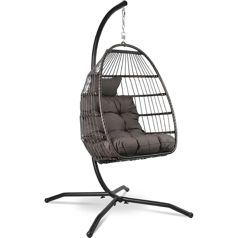 Foto van Vita5 egg hangstoel - binnen en buiten - cocoon stoel - met standaard - tot 150kg - opvouwbaar - incl.