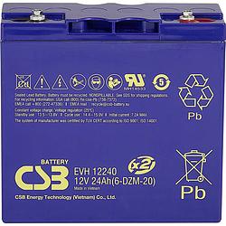 Foto van Csb battery evh 12240 loodaccu 12 v 24 ah loodvlies (agm) (b x h x d) 181 x 170 x 170 mm m5-schroefaansluiting cyclusbestendig, onderhoudsvrij, geringe