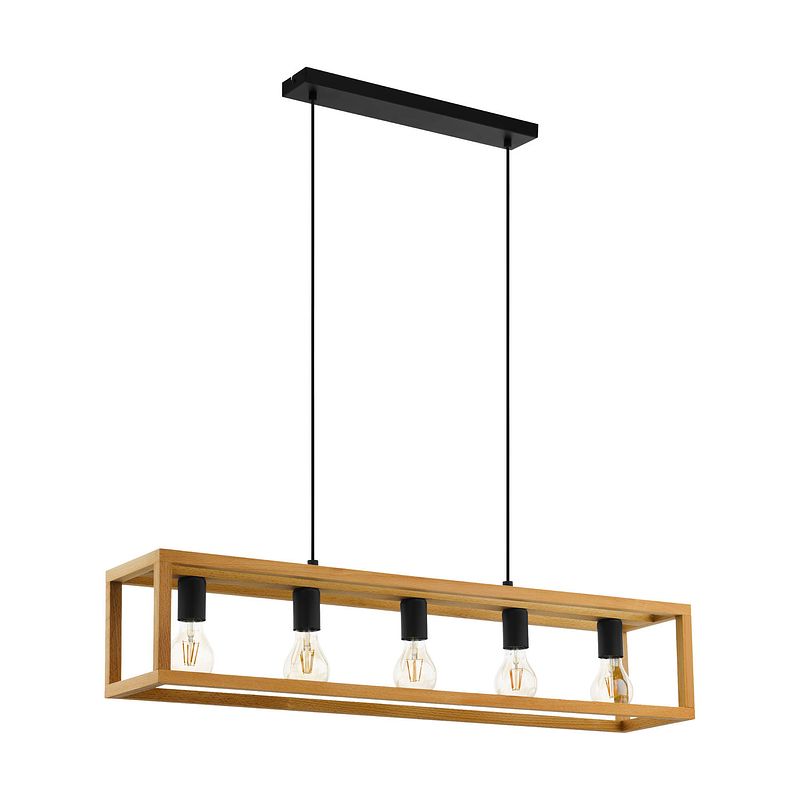 Foto van Eglo blackcrown 1 hanglamp - e27 - 100 cm - zwart/bruin