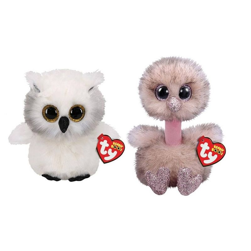 Foto van Ty - knuffel - beanie boo's - ausitin owl & henna ostrich