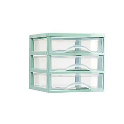 Foto van Plasticforte ladeblokje/bureau organizer 3x lades - mintgroen/transparant - l18 x b21 x h17 cm - plastic - ladeblok